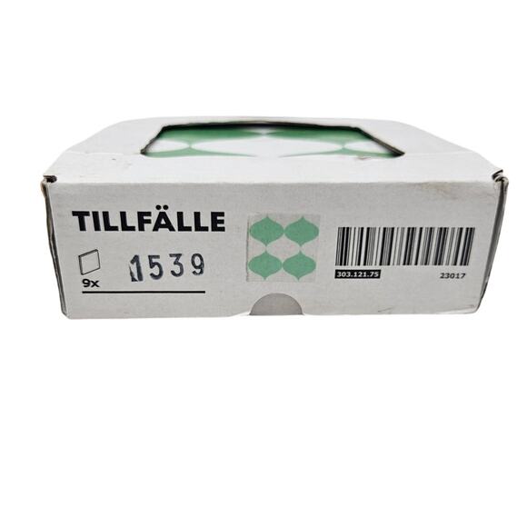 NEW Ikea Tillfalle 9 Pack Ceramic Tile White Green Retro Print Kitchen Bathroom - Picture 2 of 3